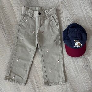 Kids Tan Embroidered Pants